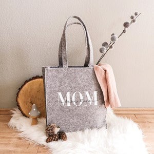 Filz Shopper, Spruch Mom+Namen, Geschenk, Bodentasche, individuell, Tasche, Muttertagsgeschenk