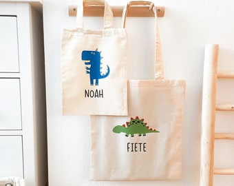 Kindertasche Dino und Name, Geschenke für Kinder, Stoffbeutel Kindergarten, Stofftasche personalisiert, Turnbeutel, Kinderbeutel, Jutebeutel