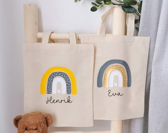 Children's bag rainbow, fabric bag kindergarten, cloth bag personalized, gym bag, children's pouch, jute bag