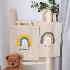 Kindertasche Regenbogen, Stoffbeutel Kindergarten, Stofftasche personalisiert, Turnbeutel, Kinderbeutel, Jutebeutel afbeelding 1