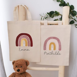 Kindertasche Regenbogen, Stoffbeutel Kindergarten, Stofftasche personalisiert, Turnbeutel, Kinderbeutel, Jutebeutel immagine 1