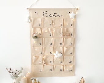 Personalisierter Adventskalender zum selbst Befüllen mit 24 Taschen, Weihnachtsdeko Adventskalender, Adventskalender Kinder Dekoration