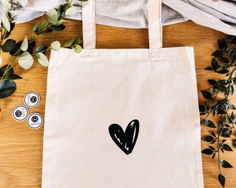 Cloth bag, heart, personalized, handle bag, individual, shopping, jute bag