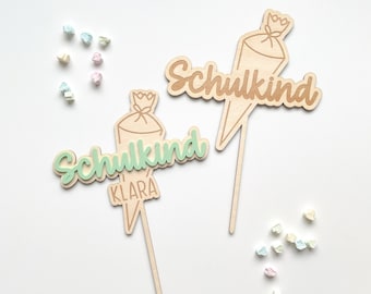 Caketopper Schulkind, Caketopper Einschulung, Kuchendekoration zum Schulanfang, Geschenk Schulkind, Caketopper Schultüte und Name