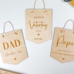 Holzschild für Papa oder Opa personalisiert als Geschenk für den Vatertag oder zum Geburtstag, Personalisiertes Namensschild als Deko