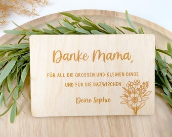 Holzkarte für den Muttertag als individueller und personalisierter Gruß, Karte zum Geburtstag für Mama oder Oma, Muttertagsgeschenk