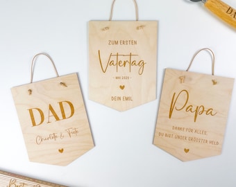 Holzschild für Papa oder Opa personalisiert als Geschenk für den Vatertag oder zum Geburtstag, Personalisiertes Namensschild als Deko