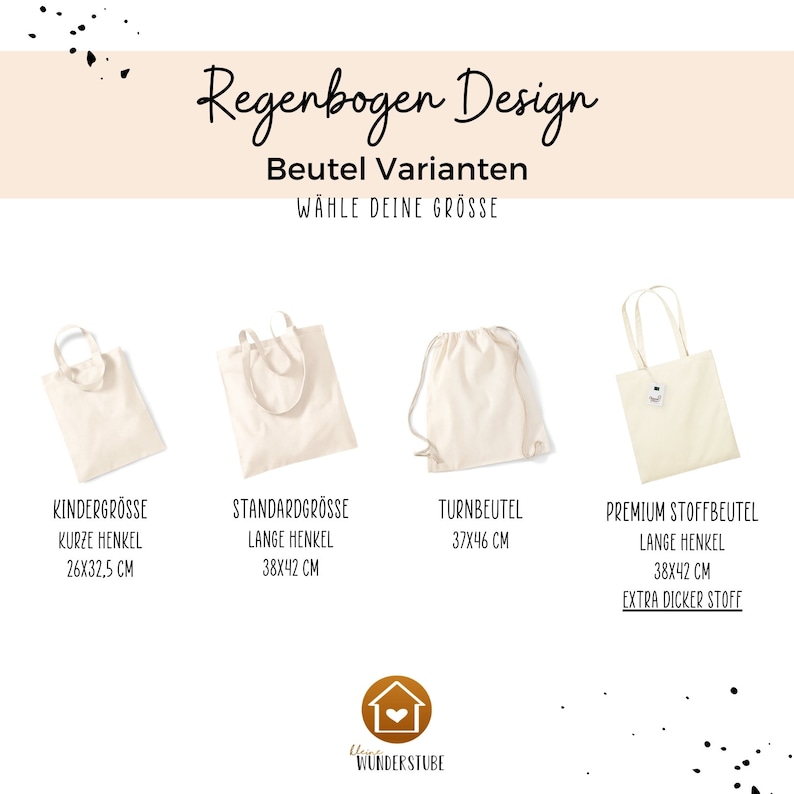 Kindertasche Regenbogen, Stoffbeutel Kindergarten, Stofftasche personalisiert, Turnbeutel, Kinderbeutel, Jutebeutel Bild 2