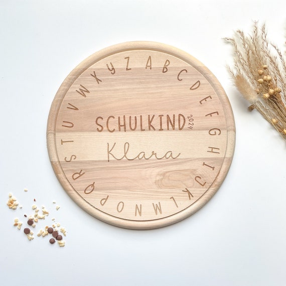 Persönliches Frühstücksbrettchen Mit ABC Zuckertüte Gravur - Perfektes Geschenk Zur Einschulung Für Kinder