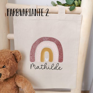 Kindertasche Regenbogen, Stoffbeutel Kindergarten, Stofftasche personalisiert, Turnbeutel, Kinderbeutel, Jutebeutel Variante 2