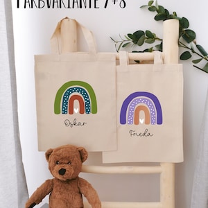 Kindertasche Regenbogen, Stoffbeutel Kindergarten, Stofftasche personalisiert, Turnbeutel, Kinderbeutel, Jutebeutel Bild 9