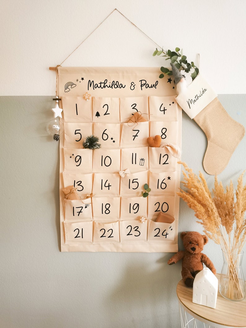 Personalisierter Adventskalender, personalisiert mit Name, Zum selbst Befüllen, Taschen von 1-24 Bild 5