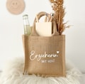 Geschenk für Erzieherin, Geschenktasche Jute - Abschiedsgeschenk für Lehrerin, Erzieherin mit Herz Tasche, Dankeschön Geschenk
