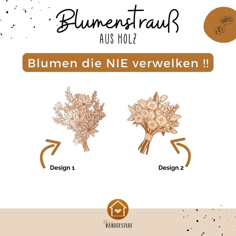 Blumenstrauß aus Holz, Geschenk für Mama, persönliches Geschenk Valentinstag, kleine Aufmerksamkeit zum Geburtstag Bild 4