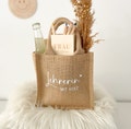Geschenk für Lehrkräfte, Geschenktasche Jute - Abschiedsgeschenk für Lehrerin, Lehrerin mit Herz Tasche