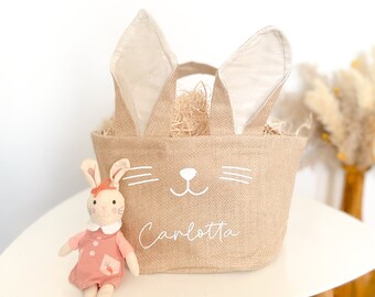 Osterkorb personalisiert, Ostertasche für Kinder aus Jute, Osternest mit Namen, Geschenk für Ostern