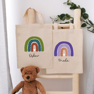 Kindertasche Regenbogen, Stoffbeutel Kindergarten, Stofftasche personalisiert, Turnbeutel, Kinderbeutel, Jutebeutel zdjęcie 1