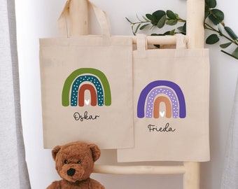 Kindertasche Regenbogen, Stoffbeutel Kindergarten, Stofftasche personalisiert, Turnbeutel, Kinderbeutel, Jutebeutel