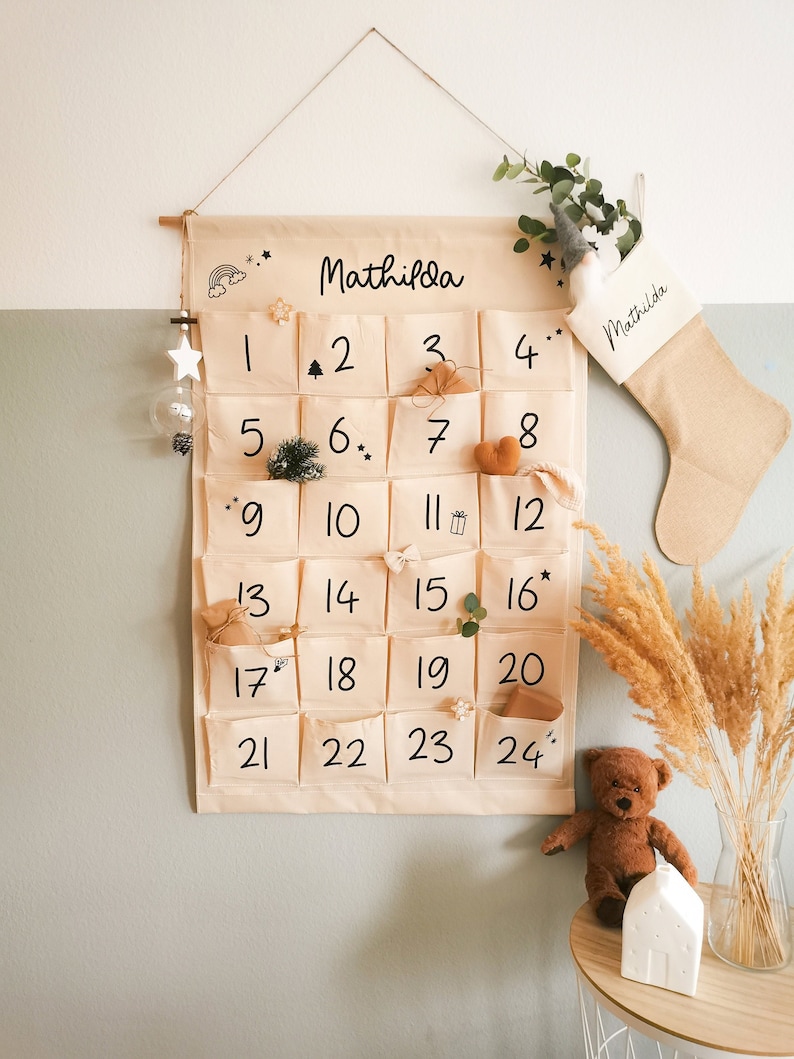 Personalisierter Adventskalender, personalisiert mit Name, Zum selbst Befüllen, Taschen von 1-24 Bild 1