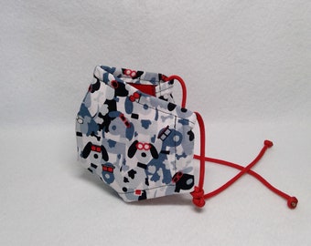 Face Mask Dogs w/ Red Glasses Fabric with Adjustable Ear Loops, Removable Nose Wire, and Filter Pocket Option