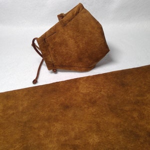 Face Mask Quilt Leather Cognac Fabric Leather look NOT Leather with Adjustable Ear Loops, Removable Nose Wire, and Filter Pocket Option image 5