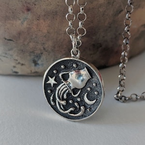 Aquarius Necklace, Aquarius Coin Necklace, Personalized Zodiac Necklace, Silver Coin Necklace, Celestial Necklace, Sterling Silver