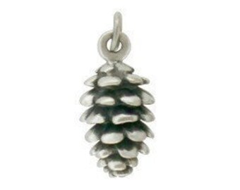Pine Cone Charm, 3D Pine Cone, Pine Cone Jewelry, Silver Nature Charms, Sterling Silver