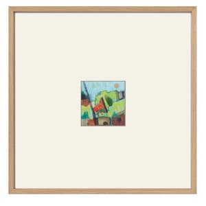 Small Abstract Landscape Painting, Mini Abstract Painting, Colorful, Square, Tiny Original Art, OOAK art, Ready to Frame, 12x12 matted art