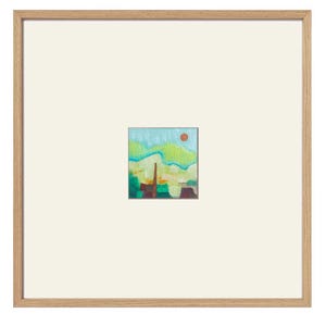 Small Abstract Landscape Painting, Mini Abstract Painting, Colorful, Square, Tiny Original Art, OOAK art, Ready to Frame, 12x12 matted art