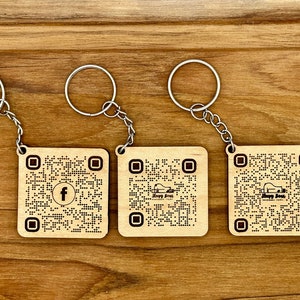 Custom QR Code Keychain - Personalize with Your URL, Contact, Social Media & Wifi Details - Unique Gift and Backpack Accessory