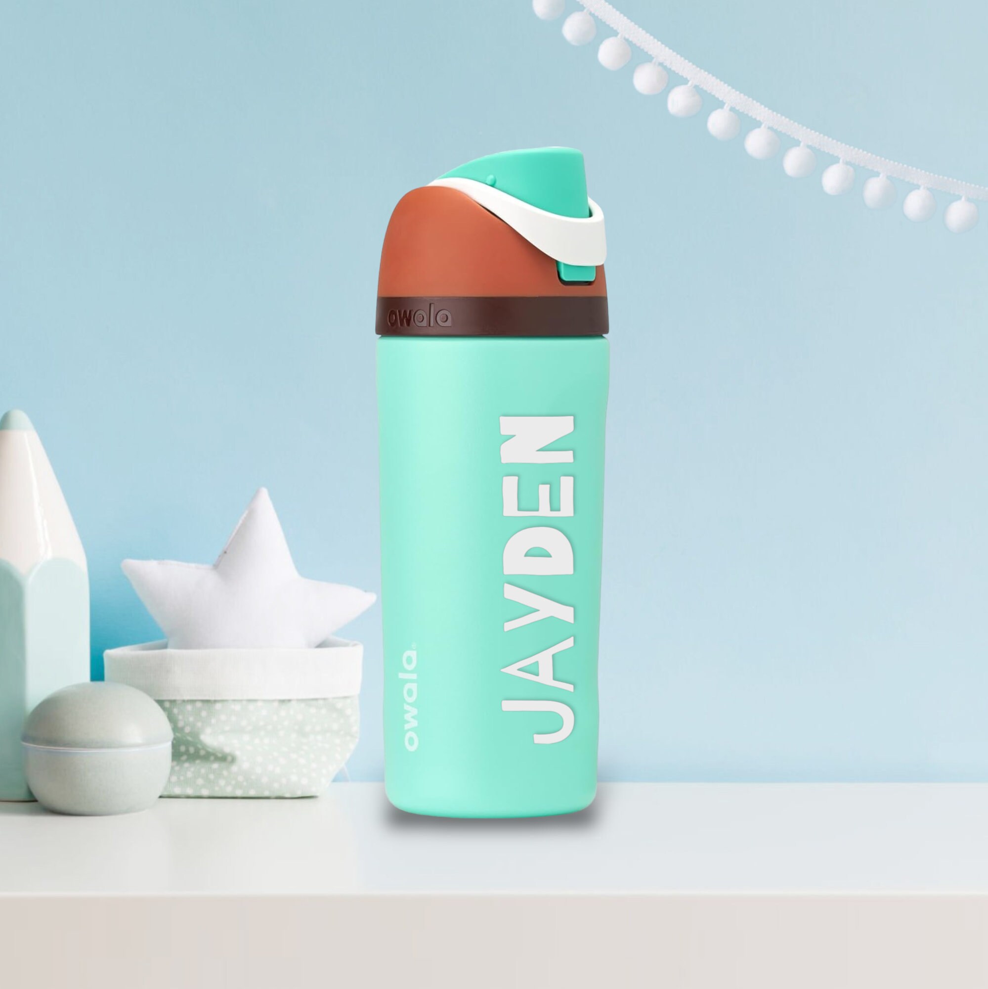 パーソナライズされたOwalaキッズウォーターボトル：16オンス断熱