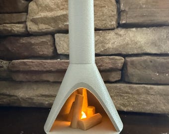 Miniature Fireplace with LED Light, Mid-Century Modern Decor