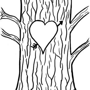 Tree Carving SVG Digital File, Personalized Heart Design
