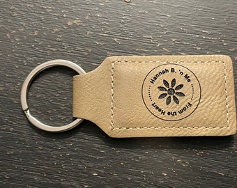 Personalized Vegan Leather Keychain Key Fob