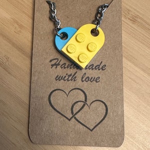 Matching Heart Keychain Set: Toy Brick Friendship Gift