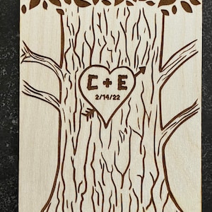 Talla de madera de árbol personalizada / Tarjeta de San Valentín / Tarjeta de cumpleaños / Tarjeta de aniversario / Solo porque / Pájaro de amor / Tarjeta de boda