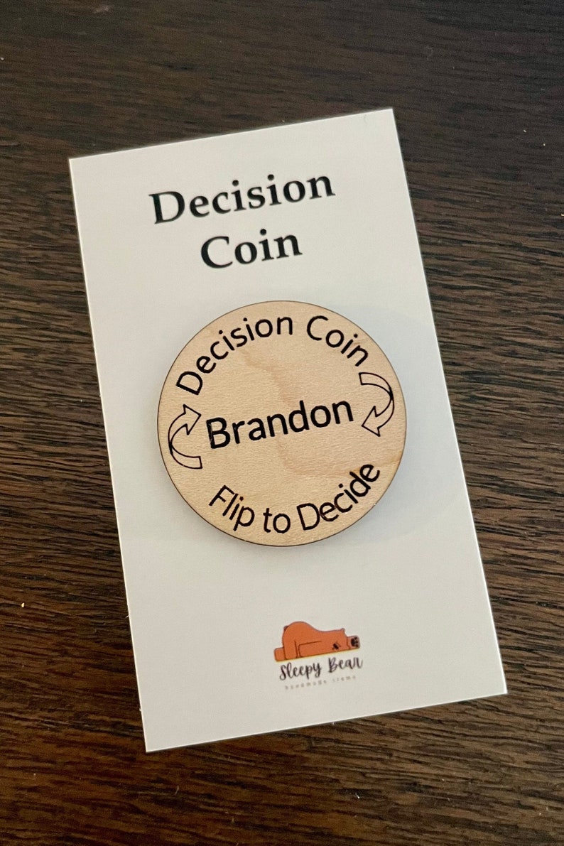 Personalized Decision Maker | Argument Solver | Engraved | Stocking Stuffer | Couples | Flip Coin | 5th Anniversary Wood Gift | Star Seller
