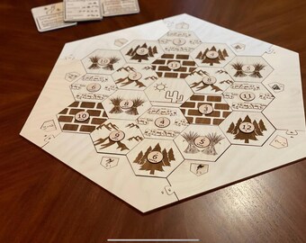 Tablero de juego hexagonal de madera, abedul báltico cortado con láser con opciones personalizadas.