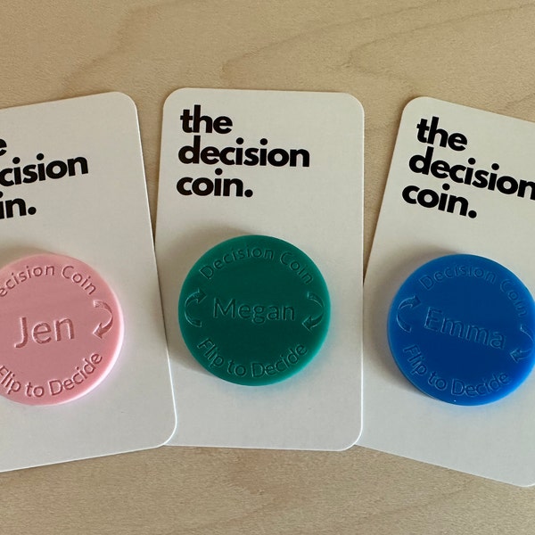 Colorful Personalized Decision Maker Coin | Argument Solver | Engraved | Couples Date Night | Flip Coin | The Original now in COLOR!