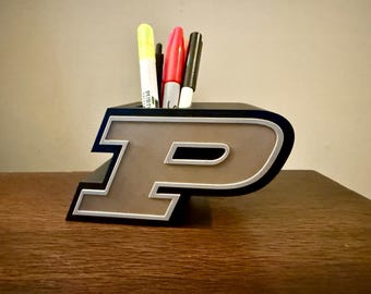 Purdue Pencil Holder, 3D Printed Desk Organizer with Logo