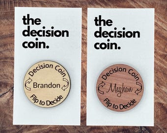Personalized Wood Decision Coin, Fun Challenge for Couples