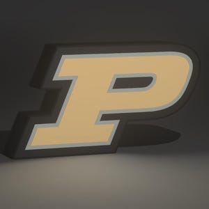 May include: A three-dimensional, stylized letter "P" in gold with a silver outline and a black border. The logo is set against a dark gray background, creating a shadow effect.
