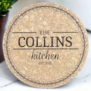 Personalized Natural Cork Trivet | Unique & One-of-a-Kind | Elegant and Functional Home Decor | Eco-Friendly Kitchen Accessory