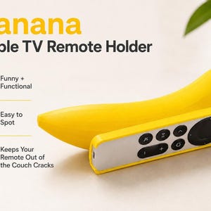 Soporte para mando a distancia Siri con forma de plátano, accesorio para Apple TV impreso en 3D.