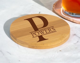 Unique Personalized Bamboo Coasters | One-of-a-Kind Customization | Stylish and Functional!