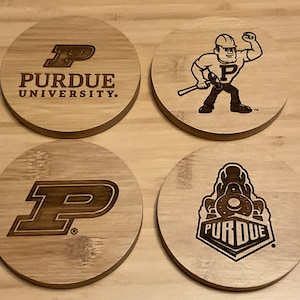 Purdue University Bamboo Coasters | Officially Licensed | Boiler Up! | For the Student & Grad (Individual)