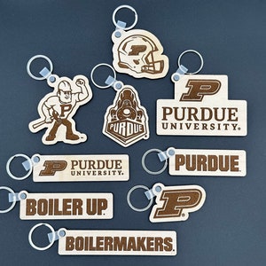 Purdue University Boilermakers Laser Engraved Wood Keychain - Officially Licensed