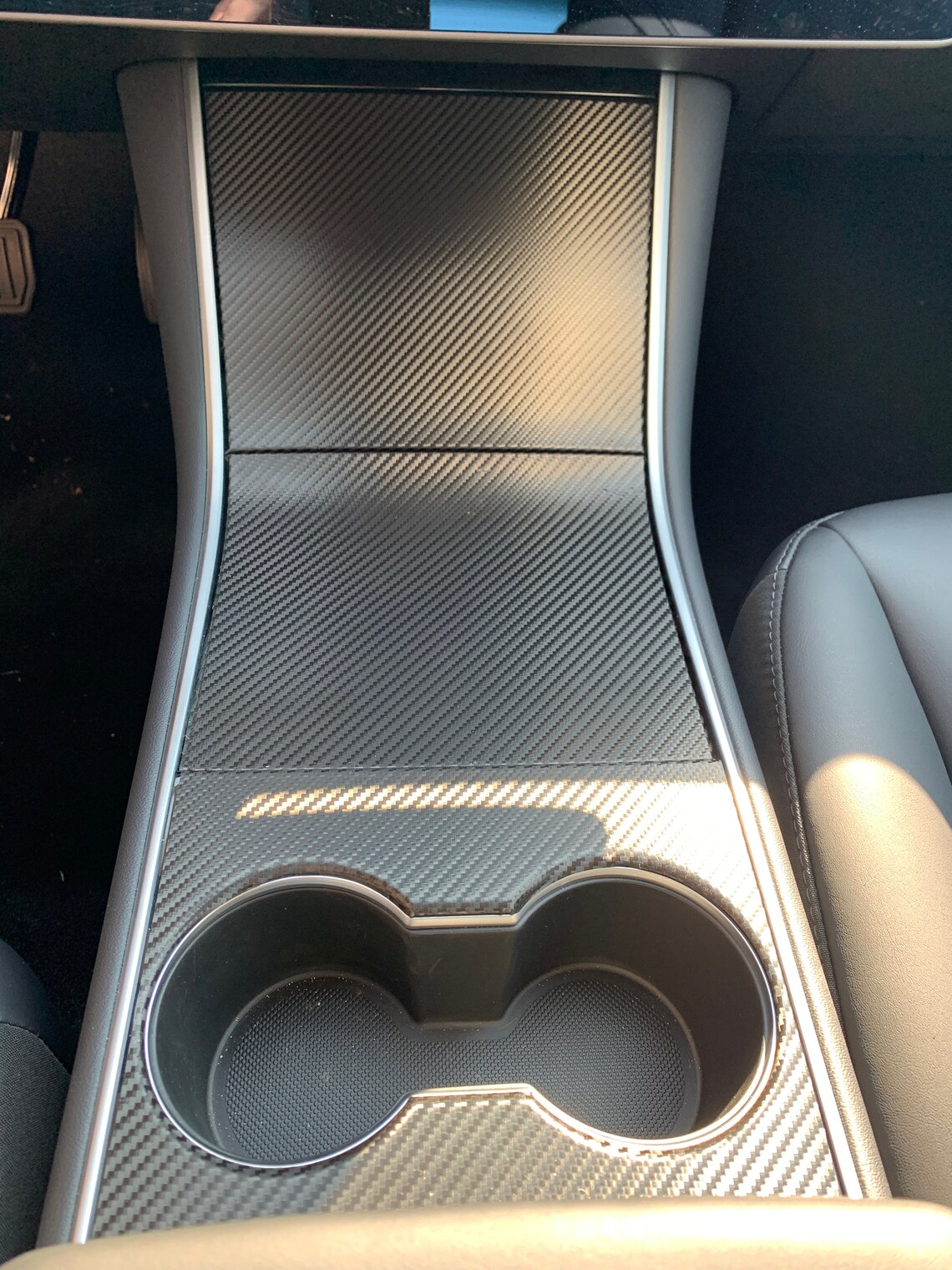 Tesla Model Y Center Console Wrap Image to u
