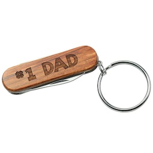 Personalized Rosewood Multi-Tool Keychain | Father&#39;s Day | Groomsman Gift | Grandfather | Laser Engraved