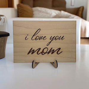 Biglietto d'auguri per la festa della mamma "Ti amo mamma" in corsivo, regali personalizzati e biglietti d'auguri per la mamma, sorpresa di compleanno